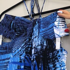 Long flowing blue palm dress. Size Med